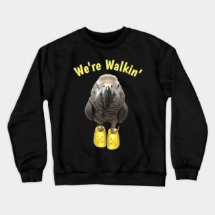 African Grey Parrot Walking Exercise Crewneck Sweatshirt